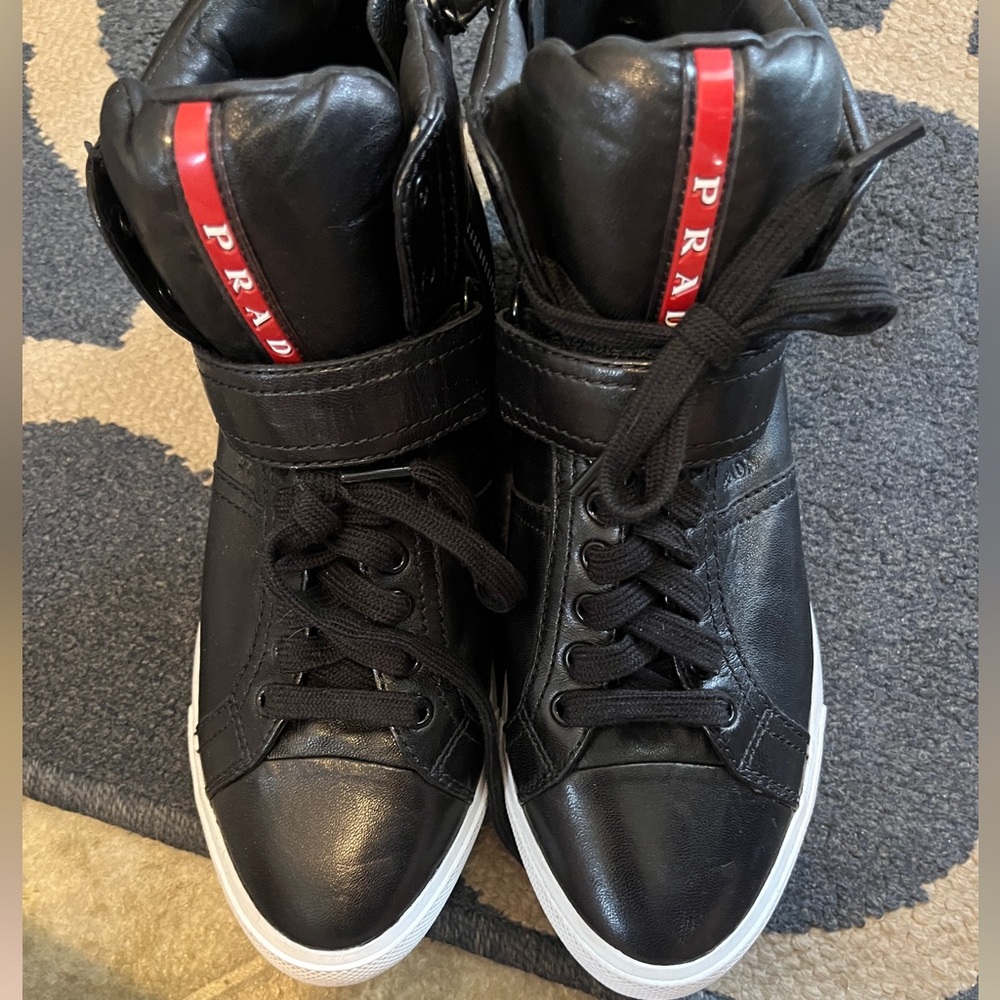 Prada Leather High Top Sneakers